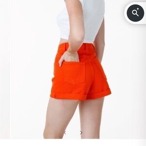 BULL DENIM GARMENT DYE CUFF SHORT (LIMITED EDITION) bright orange